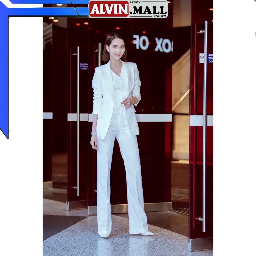 ✨Hình khách FEEDBACK✨   Bộ Vest Nữ Thời Trang Cao Cấp Trắng (Tặng Kèm Áo Ghi-Lê Cao Cấp Y Hình