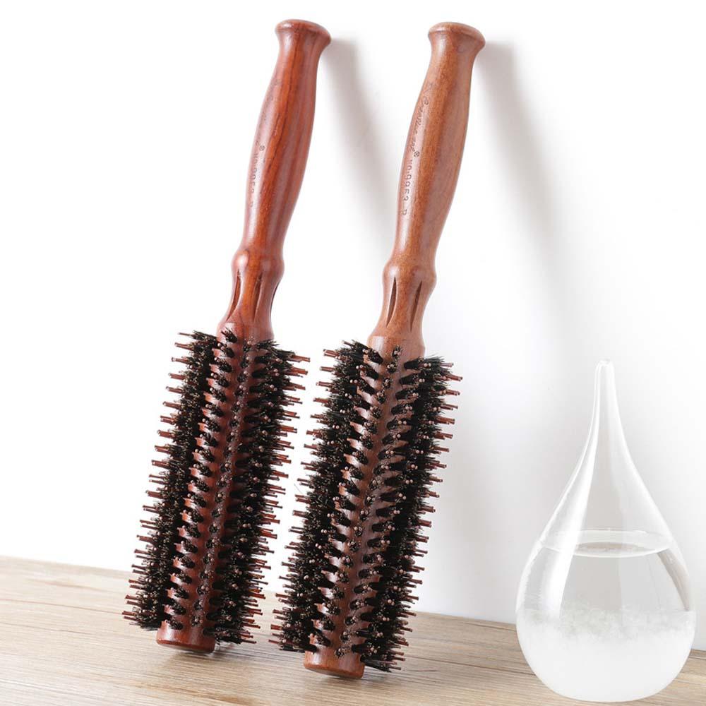 Lược Tròn Bằng Nylon Chống Tĩnh Điện Với Tay Cầm Bằng Gỗ Tiện Dụng