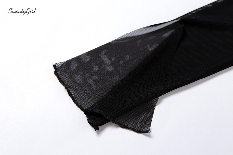 Áo Nữ Tay Dài Dáng Ôm Màu Trơn Xuyên Thấu Thời Trang