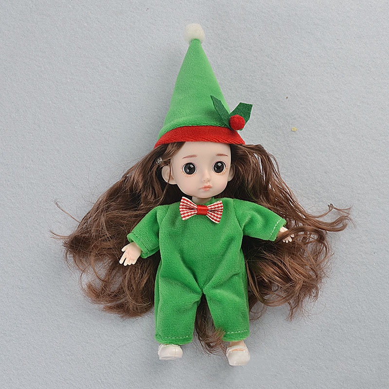 Đầm Giáng sinh 16cm cho búp bê barbie OB11 tỉ lệ 1/12