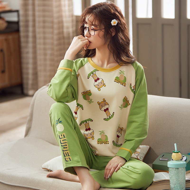 Bộ Đồ Ngủ Pijama Dài Tay Viền Sọc Thời Trang 2020 Cho Nữ