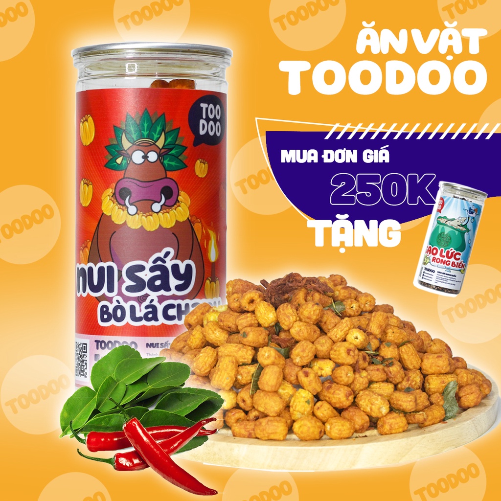 Nui Sấy Bò Lá Chanh 300g Ăn Vặt Toodoo / Giòn Rụm Cay Cay / Ăn Vặt Việt Nam