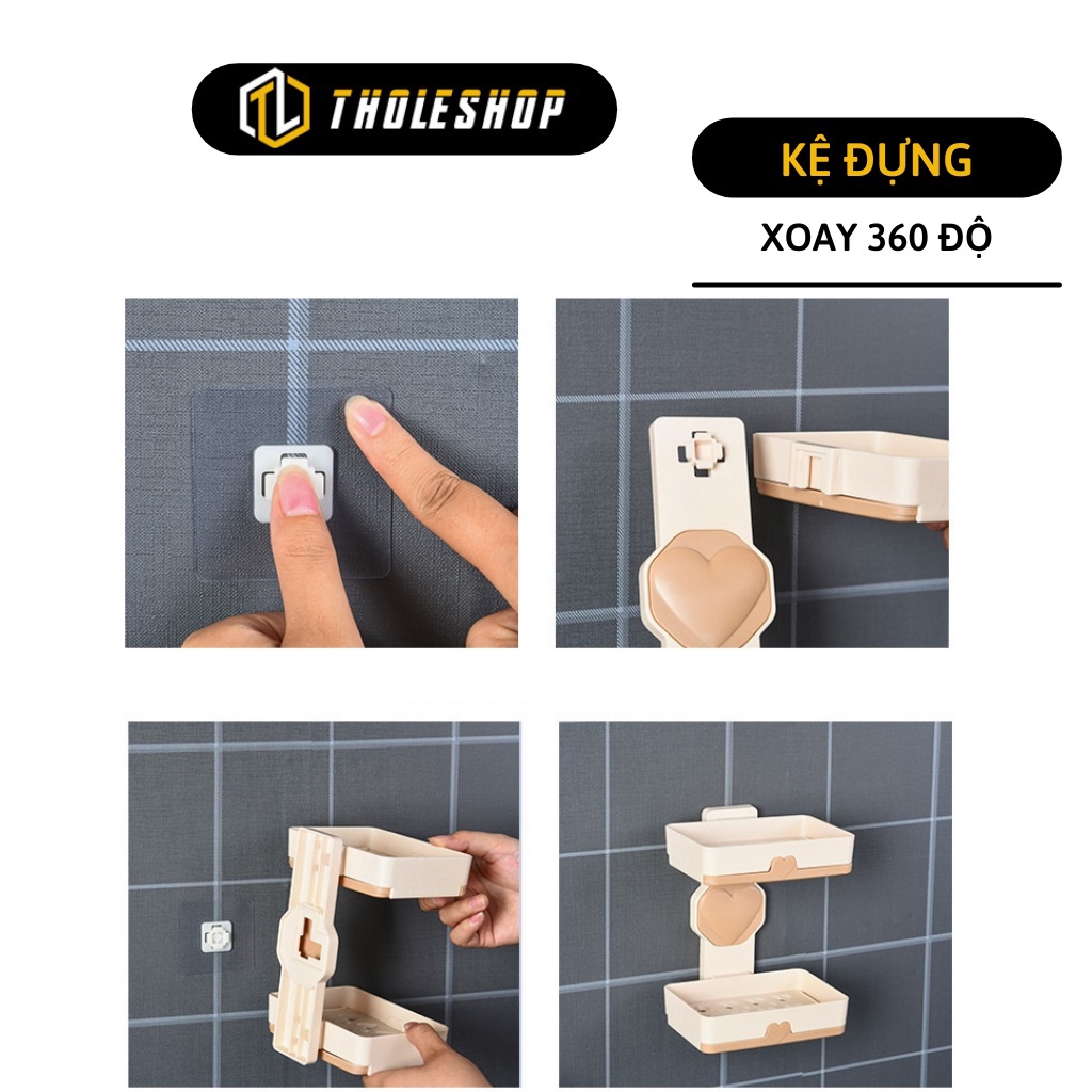 [SGD] Khay Đựng Xà Phòng - Kệ Để Xà Phòng Dán Tường 2 Tầng Xoay 360, Có Ngăn Đựng Nước 8799