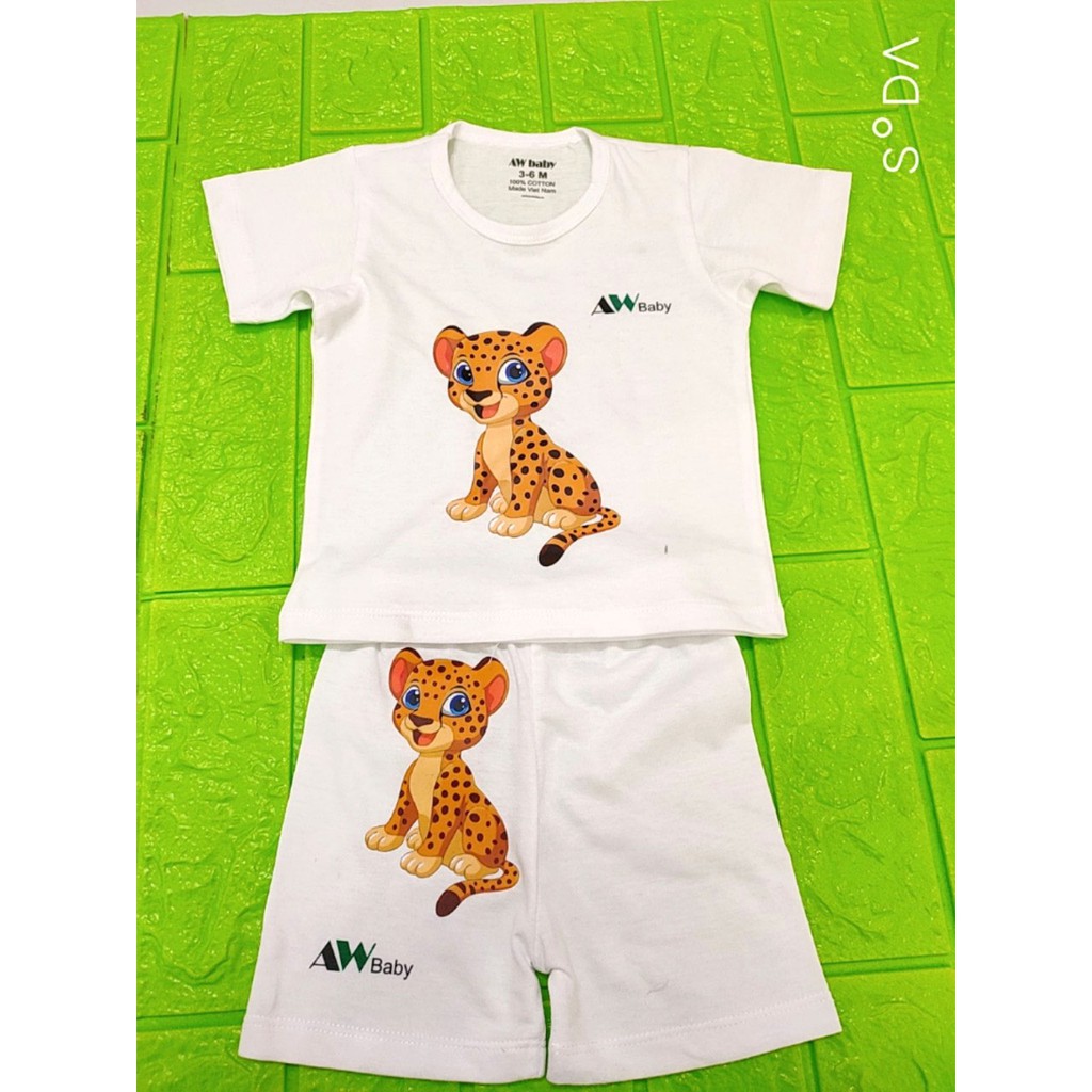 Bộ Cộc Tay AWbaby Vải Cotton 100% Cho Bé Mặc Nhà, Bộ Quần Áo Trẻ Em Dễ Thương Mùa Hè AWS20212