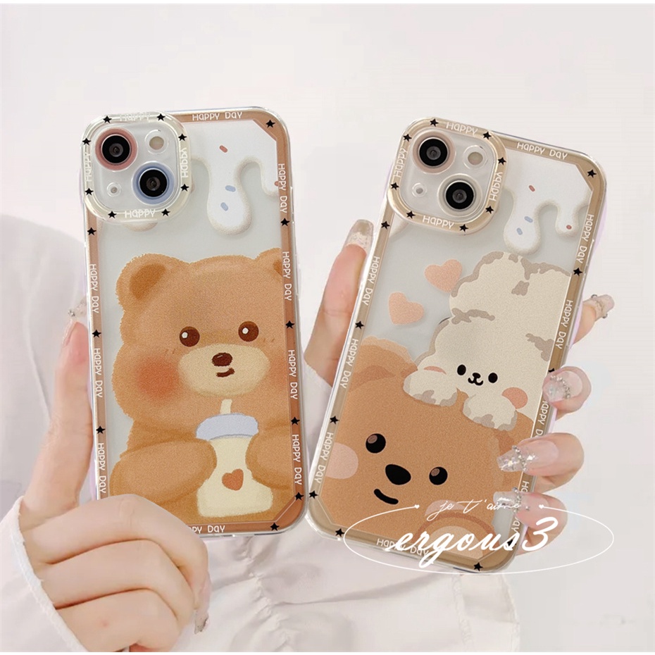 Ốp Điện Thoại Mềm In Gấu Hoạt Hình Dễ Thương Cho iPhone 14 13 12 11 Pro Max SE2020 X XR Xs Max 7 8 6 6s Plus