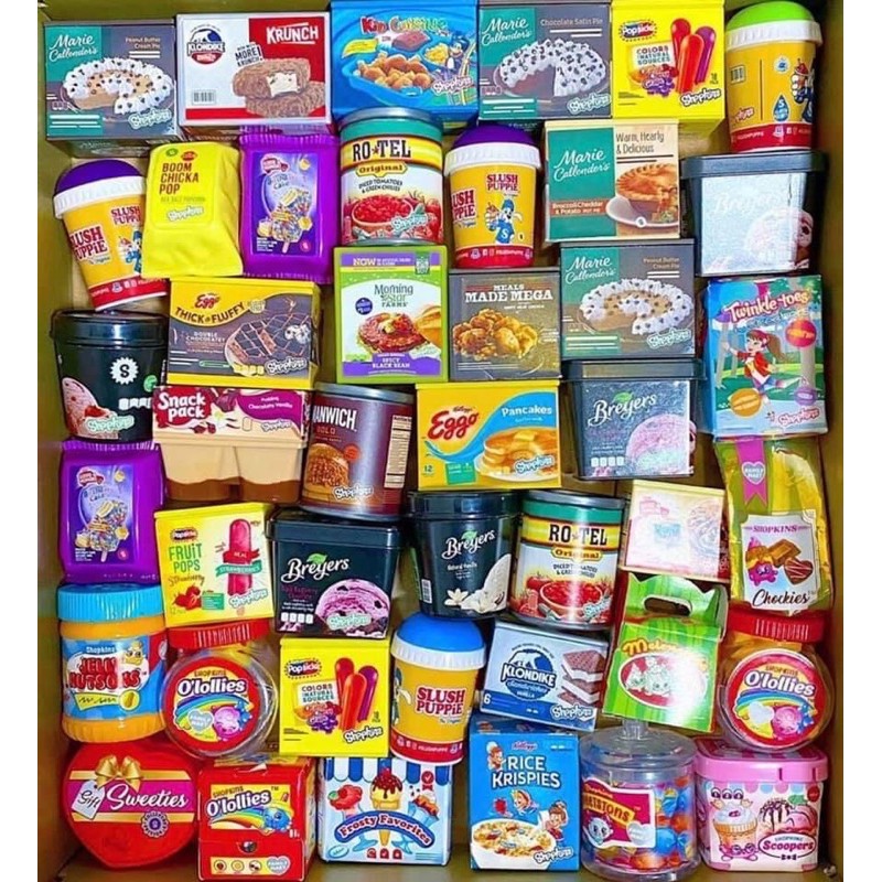 Set 10 hộp shopkins đáng yêu, mô phỏng đồ ăn vật dụng gia đình