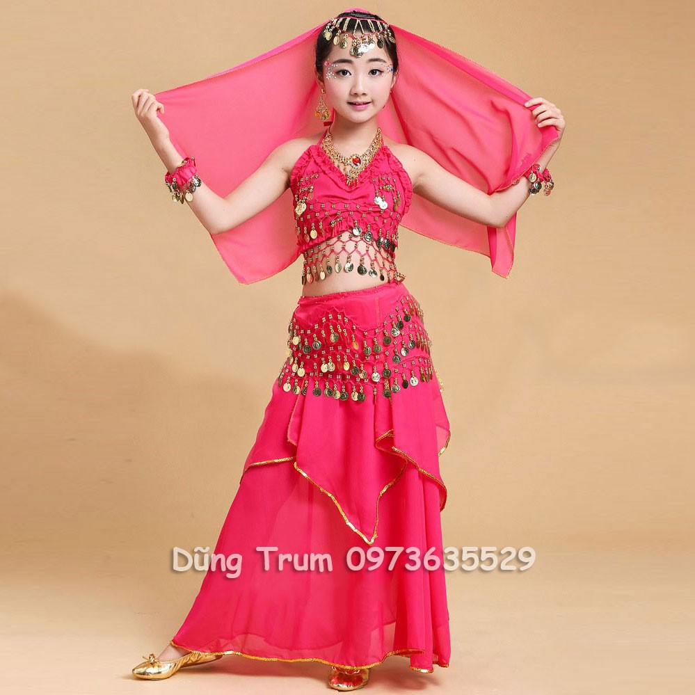 Trang phục múa Ấn độ trẻ em, váy Ấn Độ múa biểu diễn
