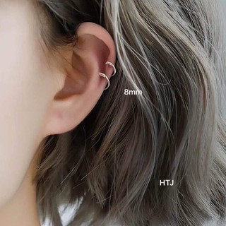 Bông tai khoen basic bạc Ý