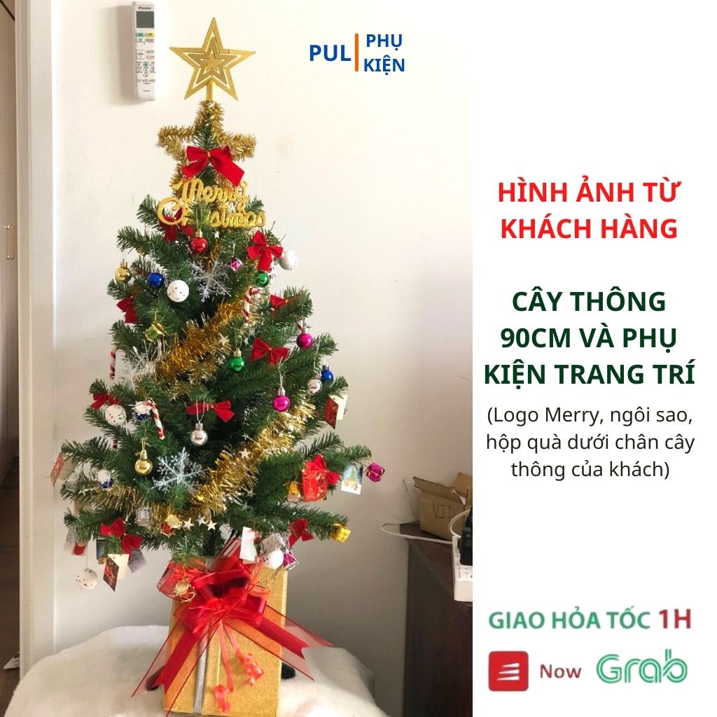 Cây thông noel để bàn mini 1m2 90cm 60cm kèm phụ kiện đẹp trang trí giáng sinh trong nhà phòng ngủ ngoài trời