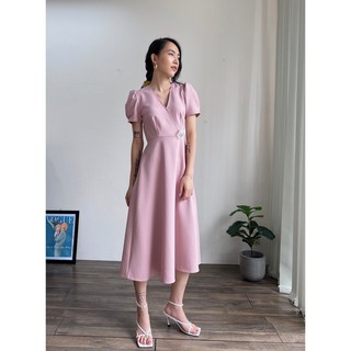ĐẦM CỔ V ĐẮP CHÉO ĐÍNH HOA - D1136