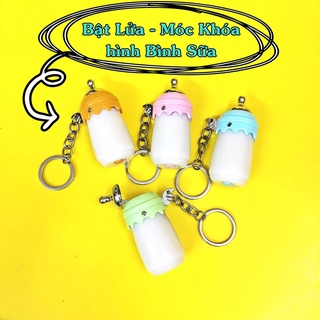 Hột-Quẹt-Bật-Lửa móc khóa hình BÌNH SỮA ( có 4 màu )