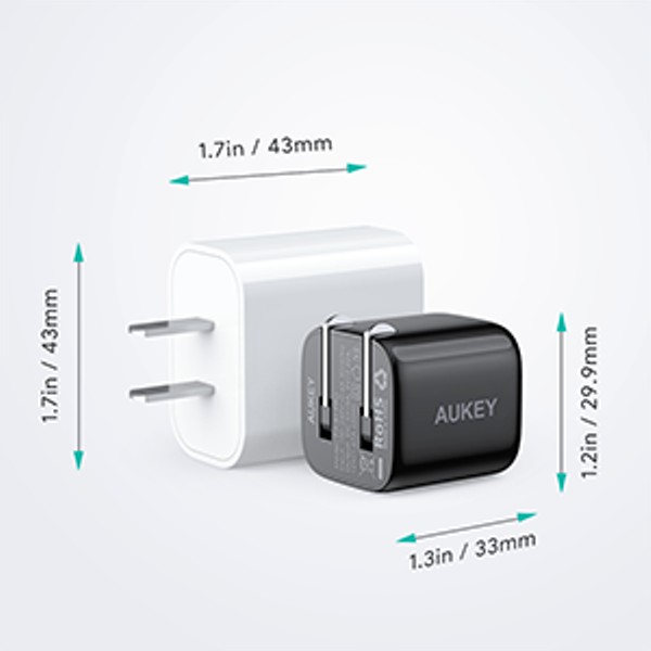 Cốc Sạc Nhanh chân gập gọn 20W Omnia Aukey PA-B1 PRO PD 20W -Hàng Chính Hãng