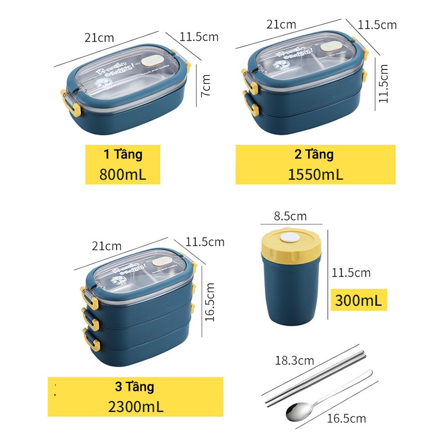 Hộp Cơm Giữ Nhiệt Văn Phòng 2 tầng 3 Ngăn Chất Liệu Tốt Nhất Dùng Trong Thực Phẩm Chịu Nhiệt Chịu Lạnh Tốt- KIT002