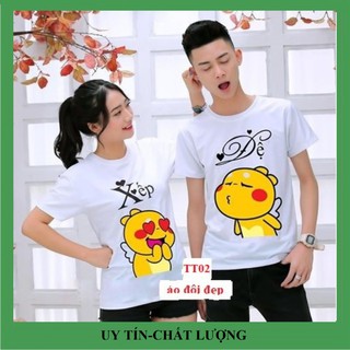 Áo thun cộc đệ xếp áo cặp vải đẹp hình in rõ nét.Áo đôi nam nữ tình yêu đẹp giá rẻ. TT02