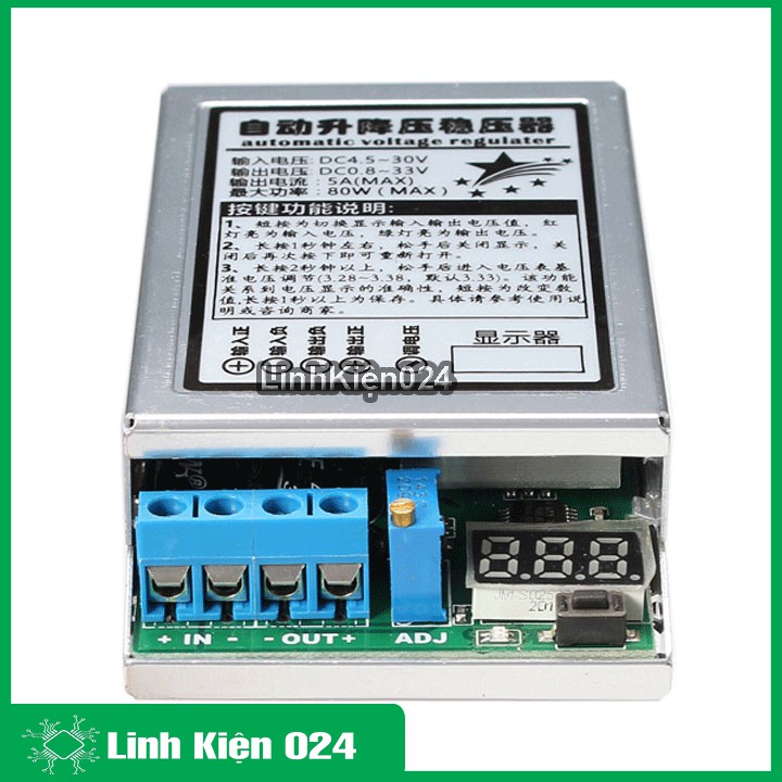 Module Boost Buck DC-DC Vin 4.5V-30VDC Vout 0.8V-33VDC 5A 80W