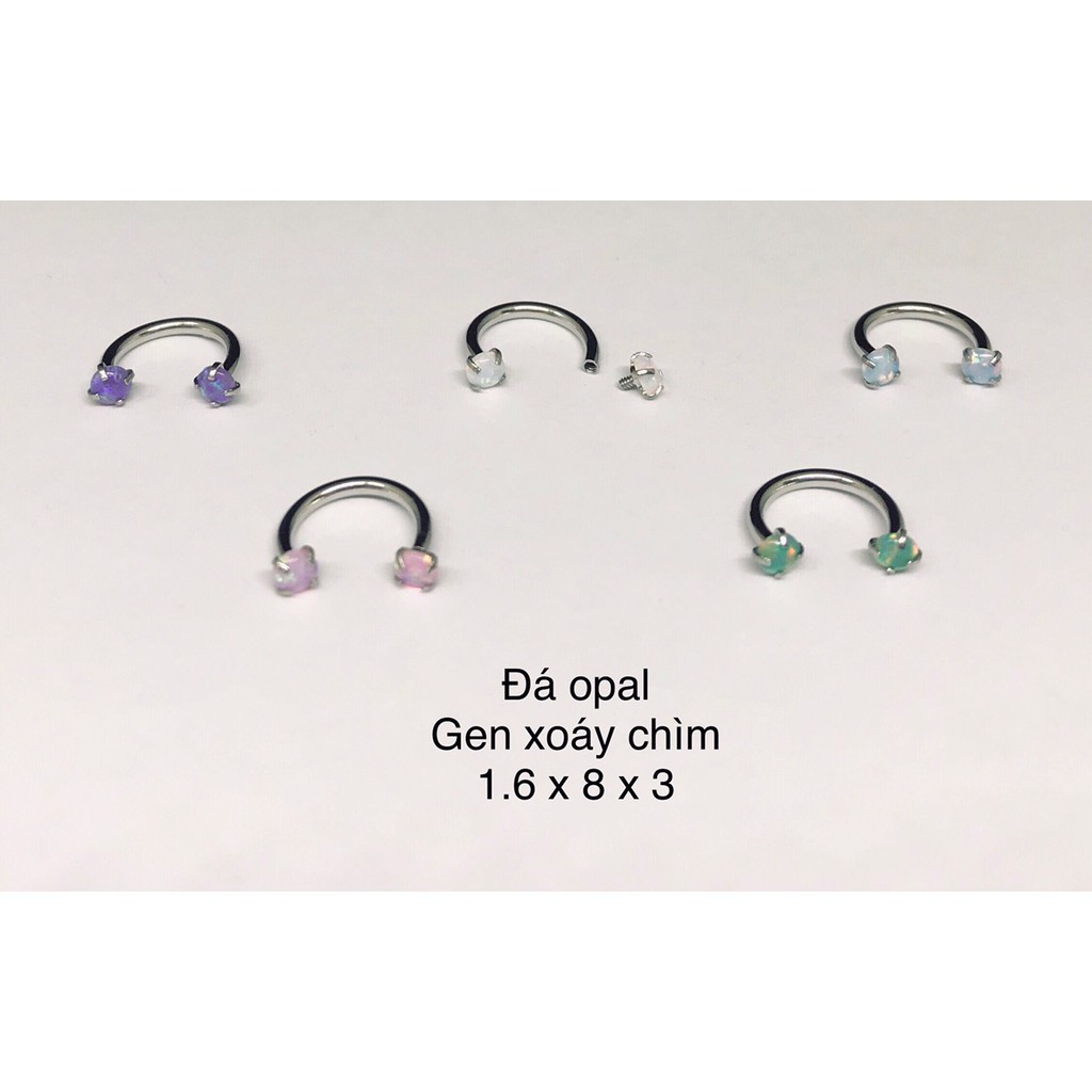 Khuyên chữ U đá OPAL cao cấp