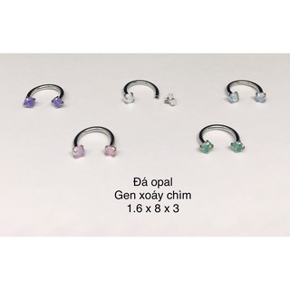 Khuyên chữ U đá opal/ khuyên chữ u đá