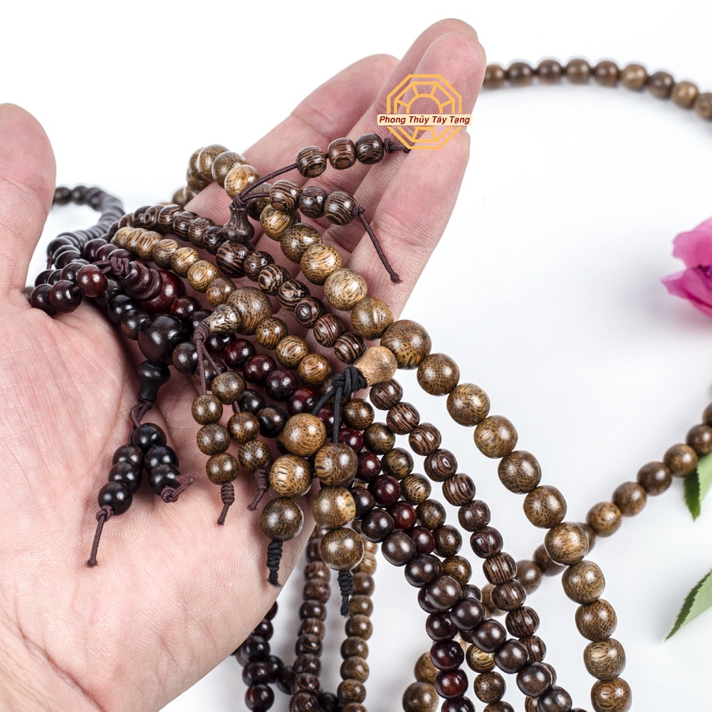 Vòng Tay Phong Thuỷ Chuỗi Tràng 108 hạt Gỗ Tự Nhiên [TẶNG TÚI GẤM] mùi thơm nhẹ Bình An May Mắn - Phong Thuỷ Tây Tạng