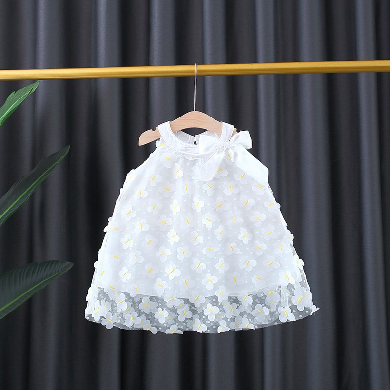 Đầm tutu Đính Nơ Màu Trắng / Hồng / Xanh Dương Xinh Xắn Cho Bé Gái