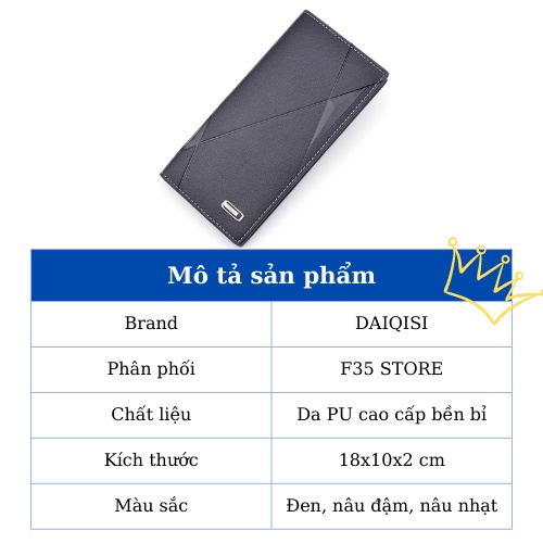 Ví nam / bóp nam -DAIQISI- da cao cấp dáng đựng mini đựng tiền, đựng thẻ F35STORE_V17