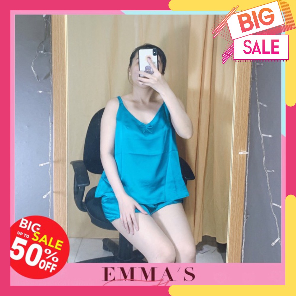 Đồ bộ nữ mặc nhà 2 dây lụa satin