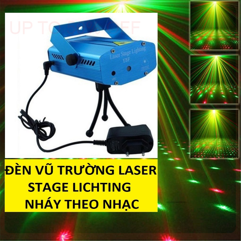 Đèn Vũ Trường Chiếu Laser Cảm Biến Âm Thanh, nháy theo nhạc ánh sáng nét trang trí đèn sân khấu DJ tại nhà, bar nhà hàng