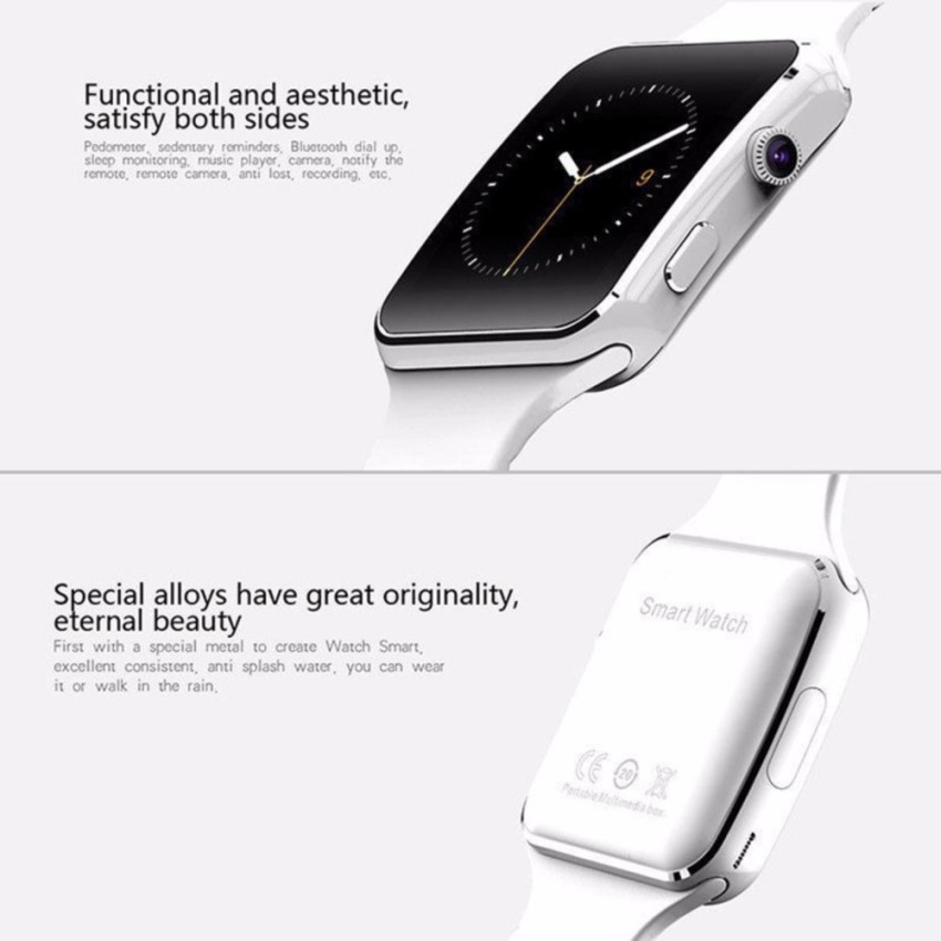 Đồng Hồ Thông Minh Màn Hình Cong SmartWatch SX6 (trắng)