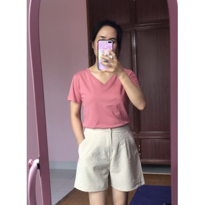 Áo Phông Nữ Cổ Tim VNXK, Áo Thun Trơn Cotton Đẹp, Dễ Mặc Dễ Phối Đồ, Phù Hợp 4 Mùa