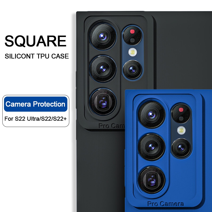 Ốp điện thoại cạnh vuông bảo vệ camera cho Samsung Galaxy S22 Ultra S22 Plus S22 + 5G