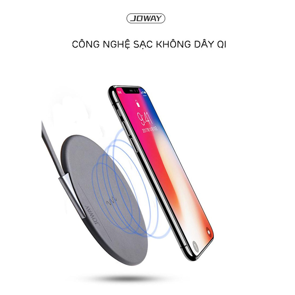 Sạc không dây Joway WXC03 cho iphone 8/8plus, iphoe X, Samsung S8/S8plus, Note8