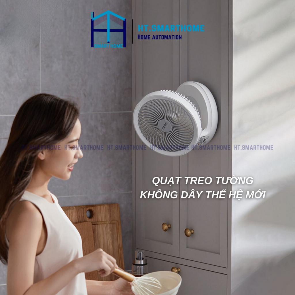 Quạt tích điện mini Edon E808 để bàn, treo tường - Thời gian sử dụng lên đến 10h 4000mAh tích hợp đèn