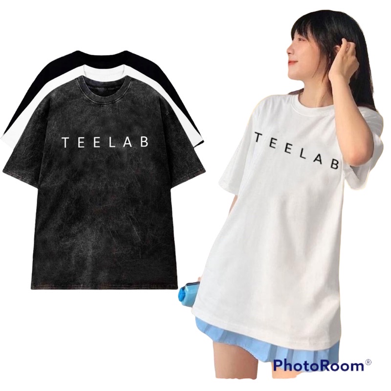 áo phông tay lỡ unisex to rộng TEELAP loang đen và trơn
