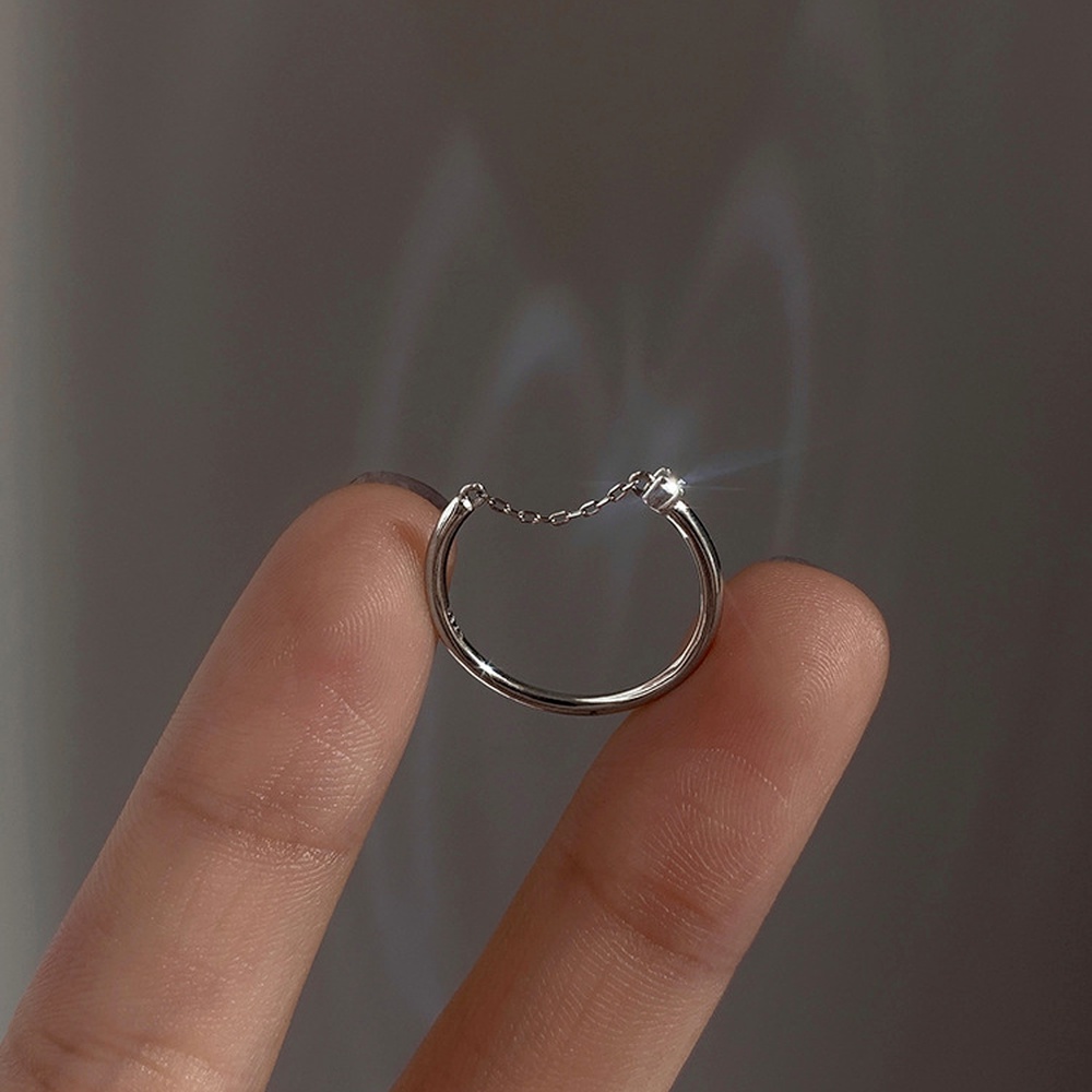 Nhẫn Đính Đá Zircon Dạng Hở Phong Cách Hàn Quốc Đơn Giản Cho Nữ