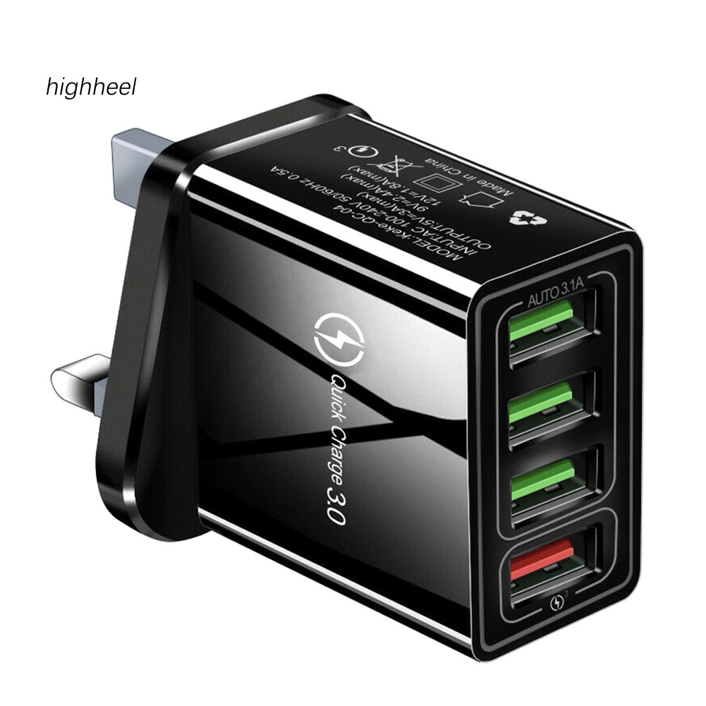 【OPHE】QC3.0 Quick Charge 4 USB Ports USB Wall Mobile Phone Charger Travel Adaptor