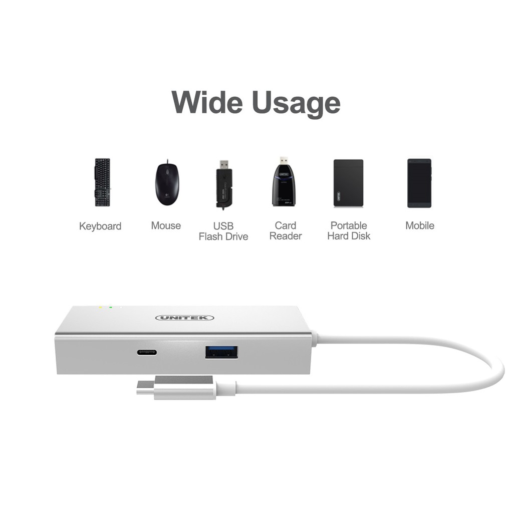 Hub Ethernet USB-C được hỗ trợ 4 trong 1 với HDMI UNITEK Y9117