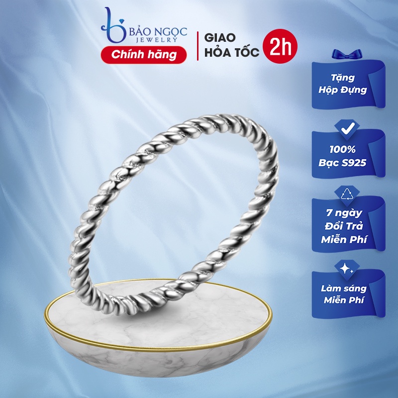 Nhẫn Bạc Nữ Hình Xoắn THiết Kế Đơn Giản Đeo Ngón Út N2462 - Bảo Ngọc Jewelry