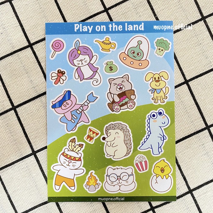 Bộ sticker dán cute hình con vật hoạt hình dán nón bảo hiểm
