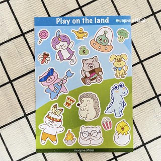 Bộ sticker dán cute hình con vật hoạt hình dán nón bảo hiểm