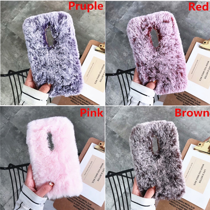 Samsung Galaxy S8 S9 S10 Plus S10E Fashion Cute Fluffy Fur Plush Soft Case Diamond Lens Frame Back Cover Woman Lady