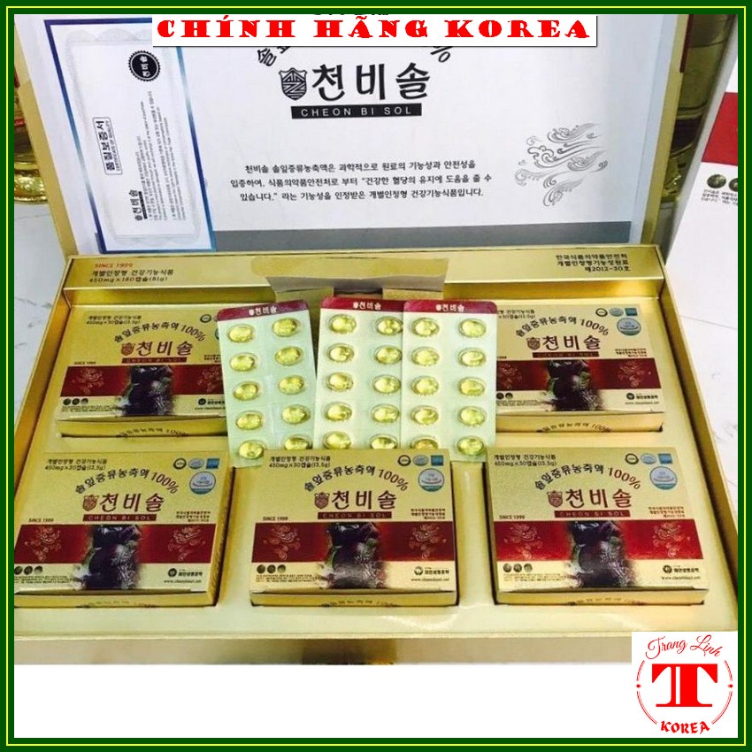 Tinh dầu thông đỏ hàn quốc Cheon Bi Sol nội địa, hộp 180 viên - Tăng đề kháng, giảm mỡ máu, phòng ung thư - tranglinh