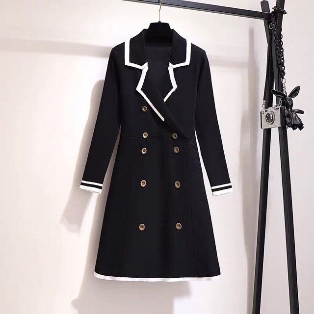 Váy len cổ vest dài váy 84-87cm