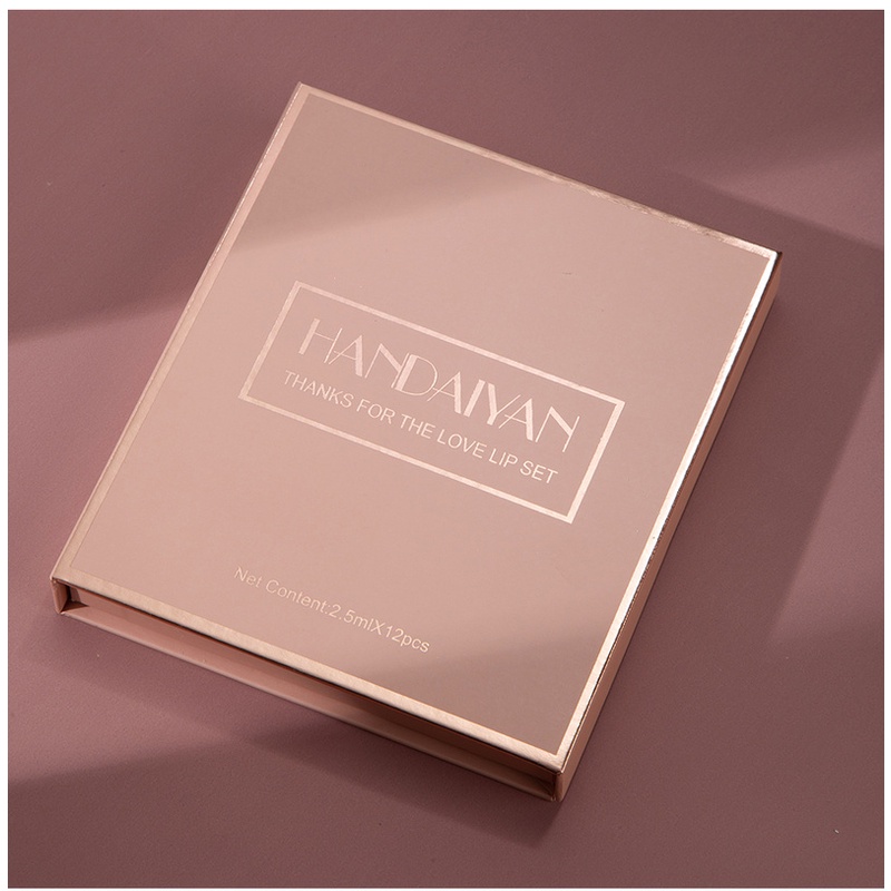 Set 12 Son Kem Lì Handaiyan Thiết Kế Hình Quyển Sách Độc Đáo