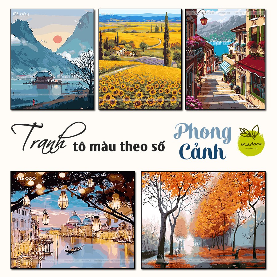 Tranh sơn dầu số hóa tự tô tổng hợp Phong Cảnh Madoca - Có Khung 40x50 | BigBuy360 - bigbuy360.vn