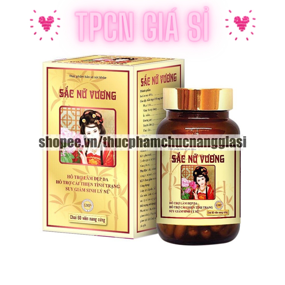 Tăng cường sinh lý nữ Sắc Nữ Vương isoflavon, collagen cân bằng nội tiết tố nữ, đẹp da - Hộp 60 viên