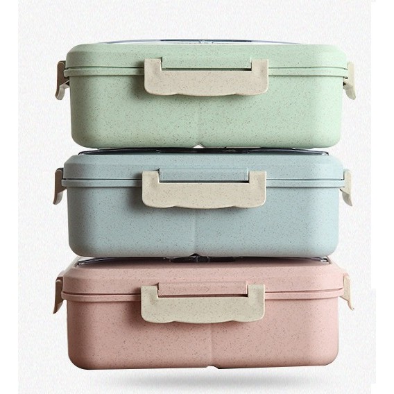 Hộp đựng cơm lúa mạch kèm muỗng đũa inox -HC1