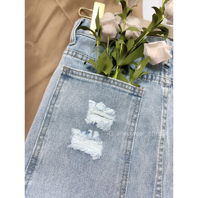 Chân váy bò rách, chân váy chữ A 2 cúc WANAWEAR chất jean mềm đẹp [TẶNG GƯƠNG & TÚI THƠM] | BigBuy360 - bigbuy360.vn