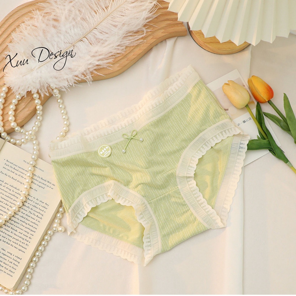 Quần lót nữ cotton Xuu phối ren chất liệu cao cấp màu sắc ngọt ngào QC50