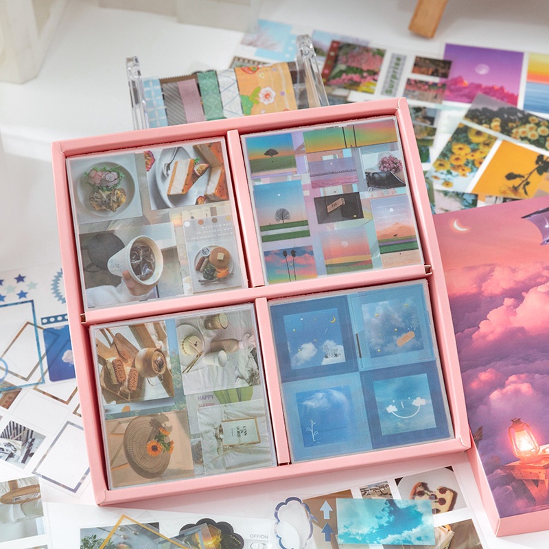 Hộp Set 50 - 100 Tờ Sticker PET Moody Aesthetic