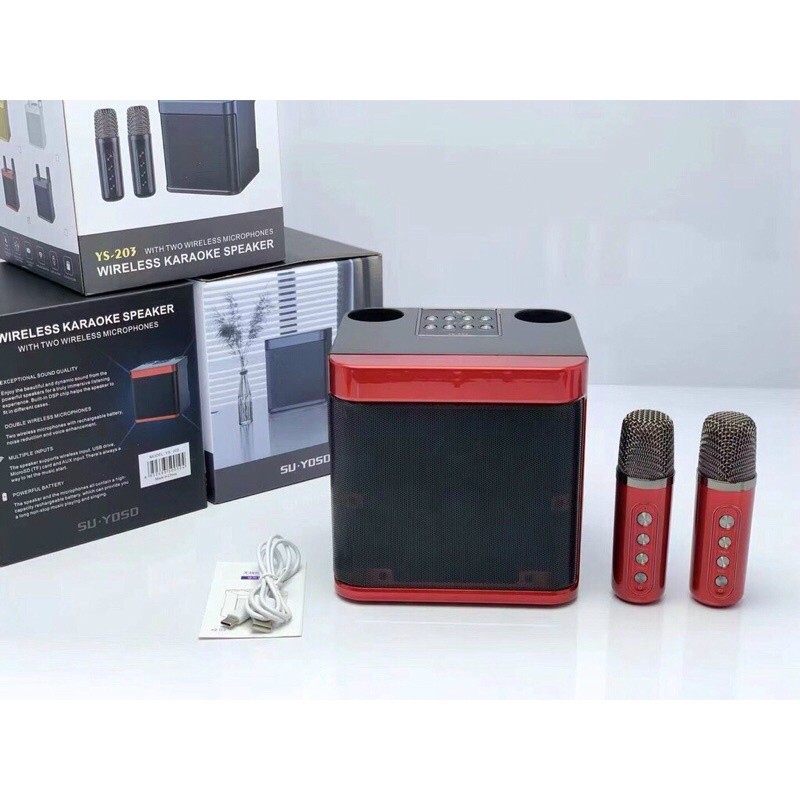 Loa Bluetooth Mini Karaoke.Loa Trợ Giảng,Dạy Học Nhỏ Gọn,Tặng Kèm 2 Micro Không Dây