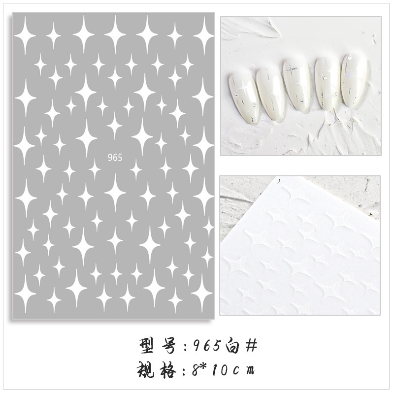 Miếng Dán Móng Tay 3D Màu Vàng/Bạc/Đen/Trắng